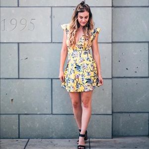 Boohoo yellow floral dress